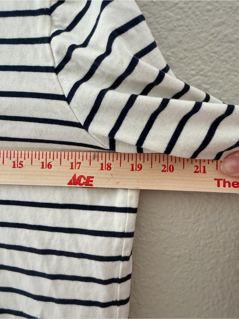J. Crew Navy & White Striped Long-Sleeve Henley Top Blue Gingham Hem Size M - Picture 11 of 12